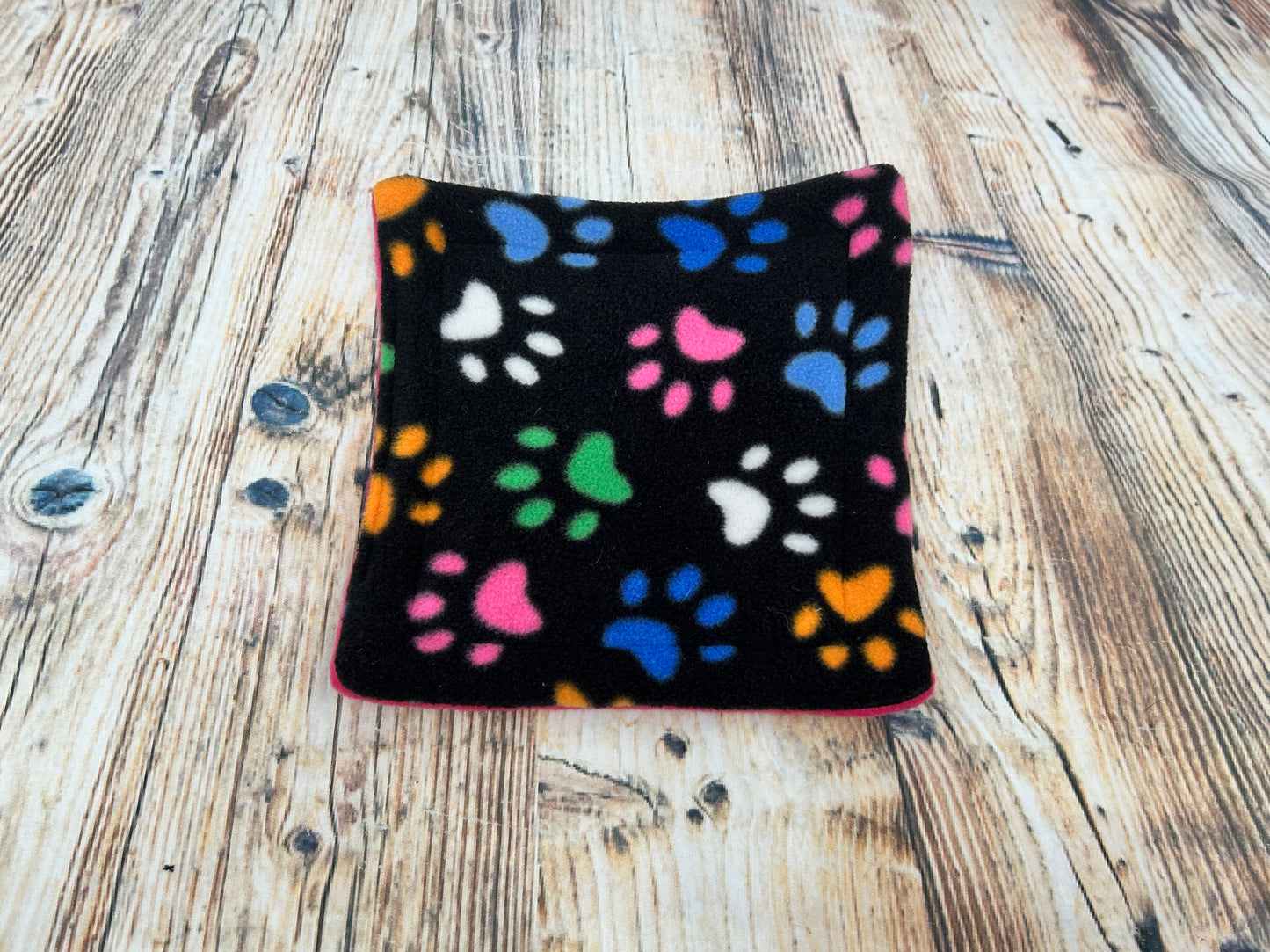 Black Multi Paws Fleece Cage Pad