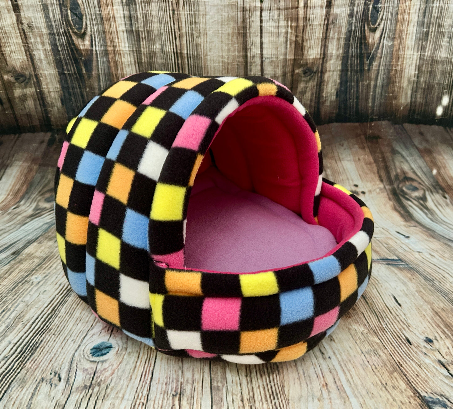 Liquorice Fleece Piggie Cave / Cerise + Pad - Pampered Piggies Boutique