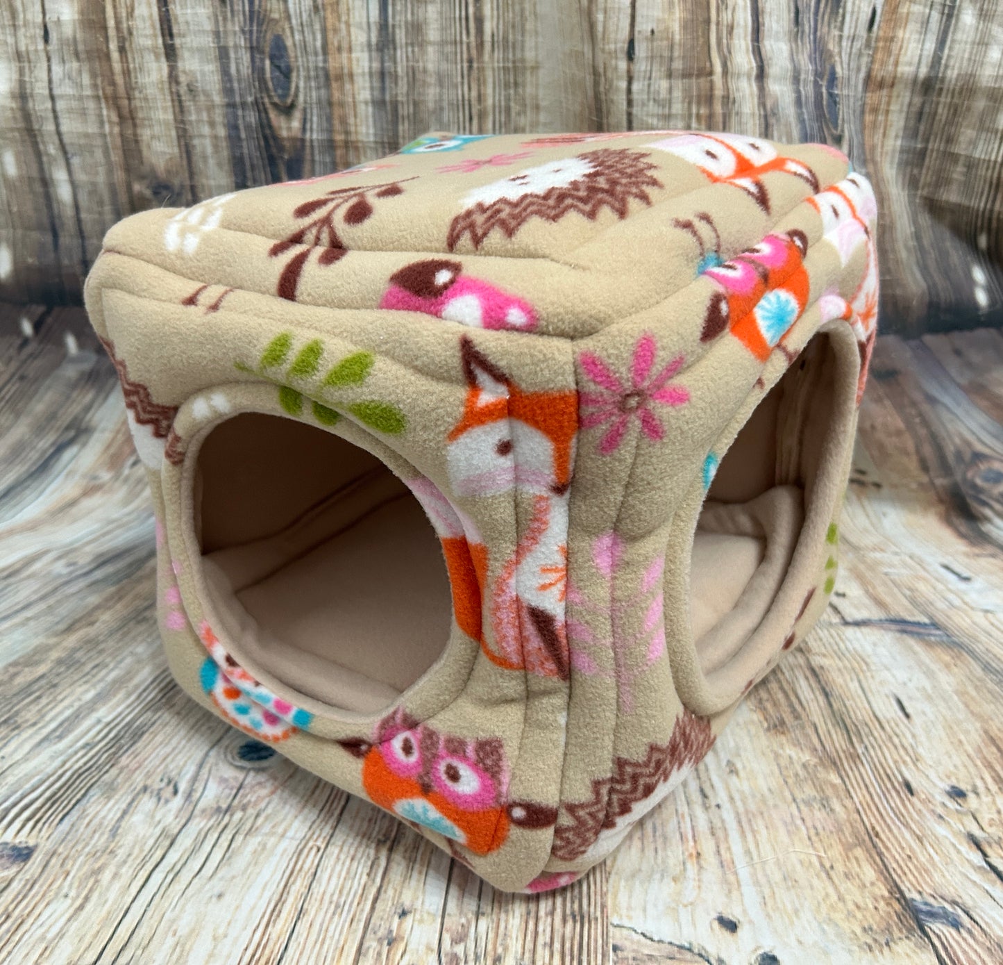 Stone Woodlands Fleece Guinea Pig Cube / Stone + Pad - Pampered Piggies Boutique