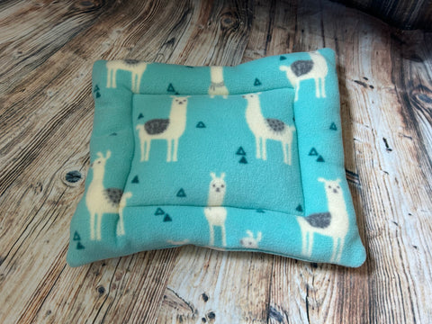 Mint Llama Rectangle Fleece Cushion bed