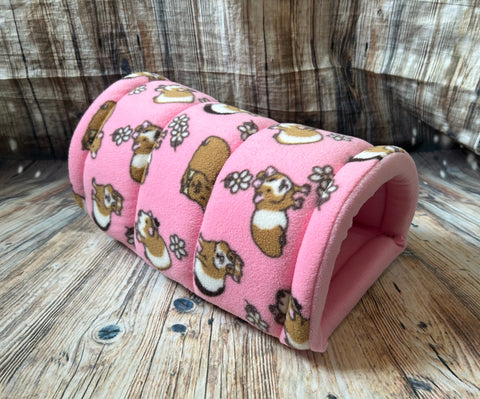 Pink Guinea Pig Fleece Zoomies Tunnel / Baby Pink