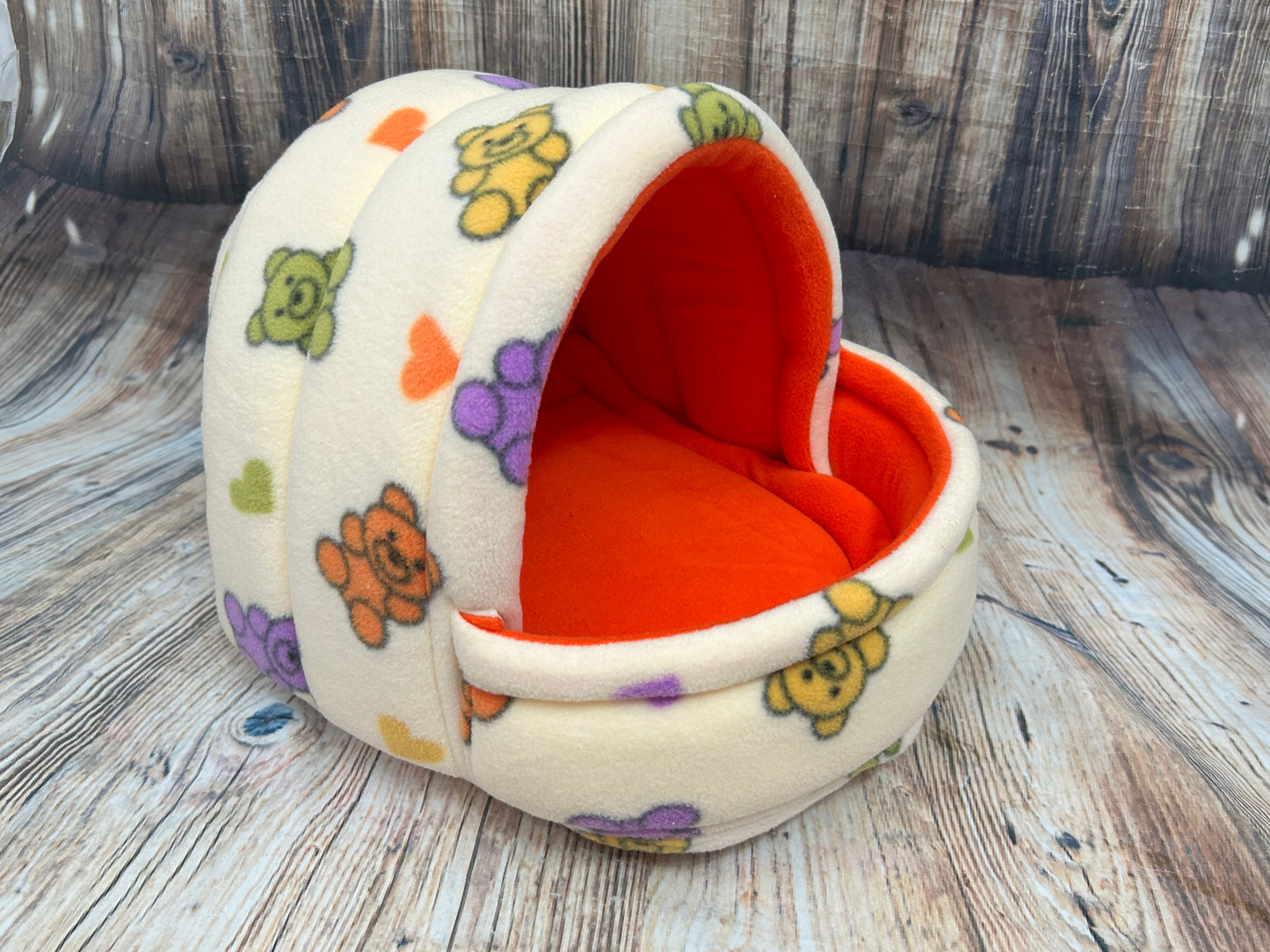 Bears Fleece Piggie Cave / Orange + Pad