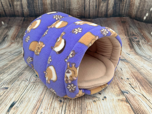 Guinea Pig Fleece Piggie Den / Stone + Pad