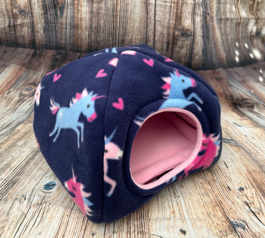 Navy Unicorns Fleece Piggie Pyramid / Pink + Pad