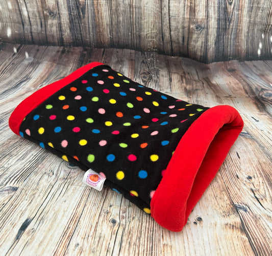 Large Black Mini Dots Fleece Open Ended Sleeping Bag a