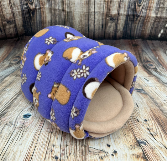 Guinea Pig Fleece Piggie Den / Stone + Pad