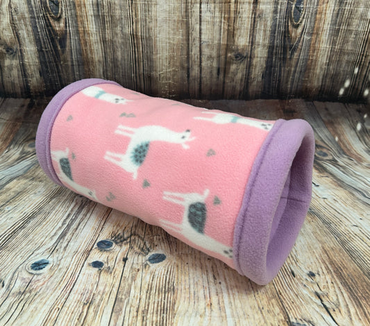 Pink Llama Fleece Cosy Tunnel / Lilac