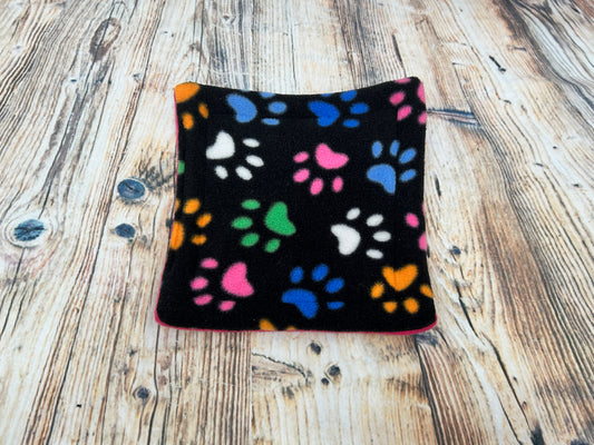 Black Multi Paws Fleece Cage Pad
