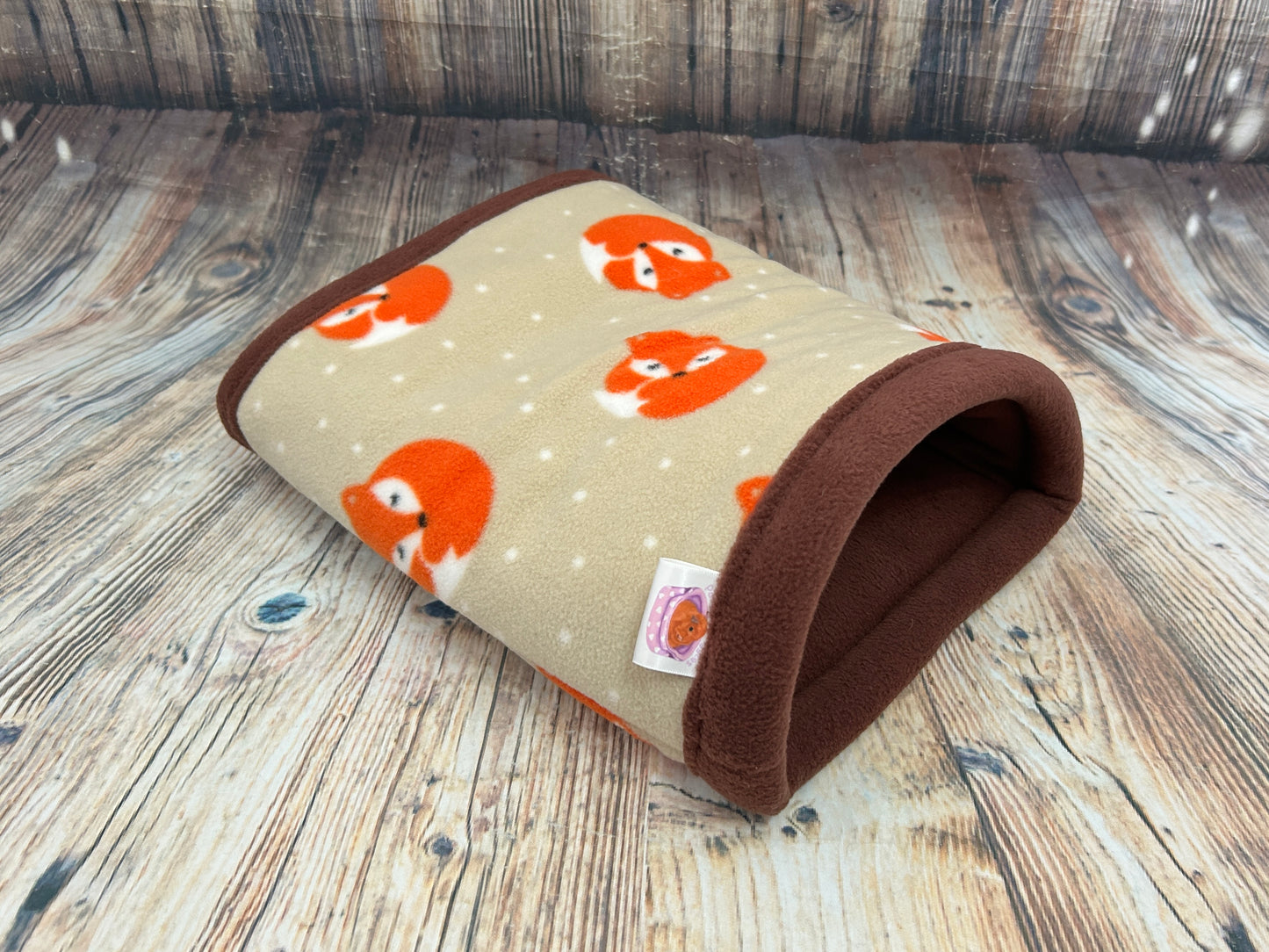 Beige Foxes Fleece Open Ended Sleeping Bag