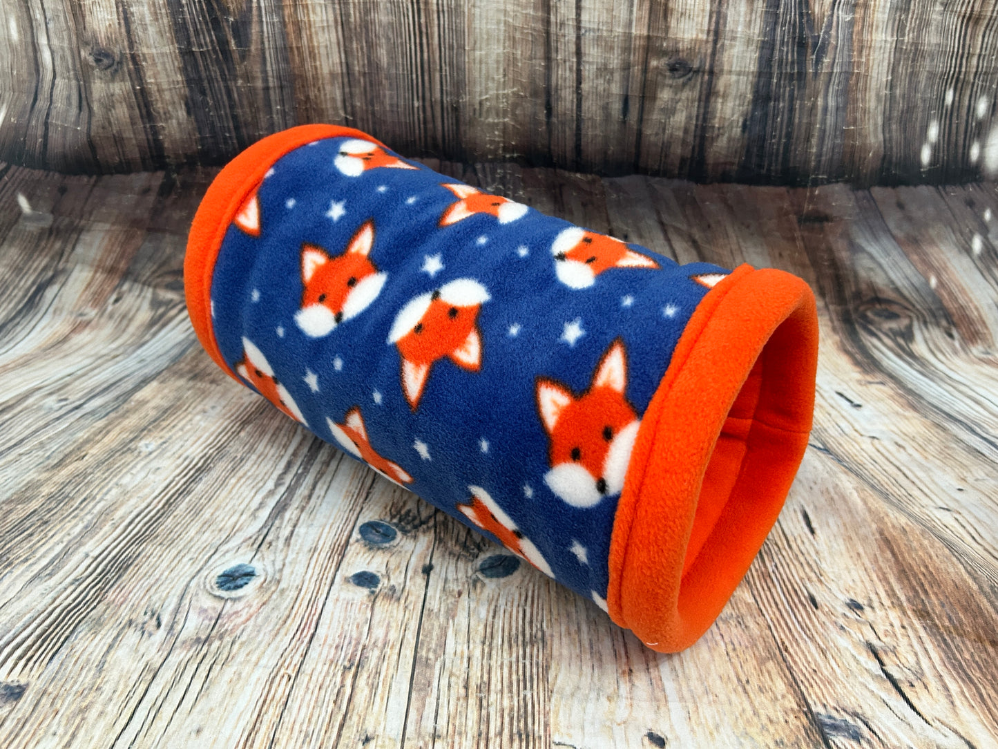 Navy Foxes Fleece Cosy Tunnel / Orange