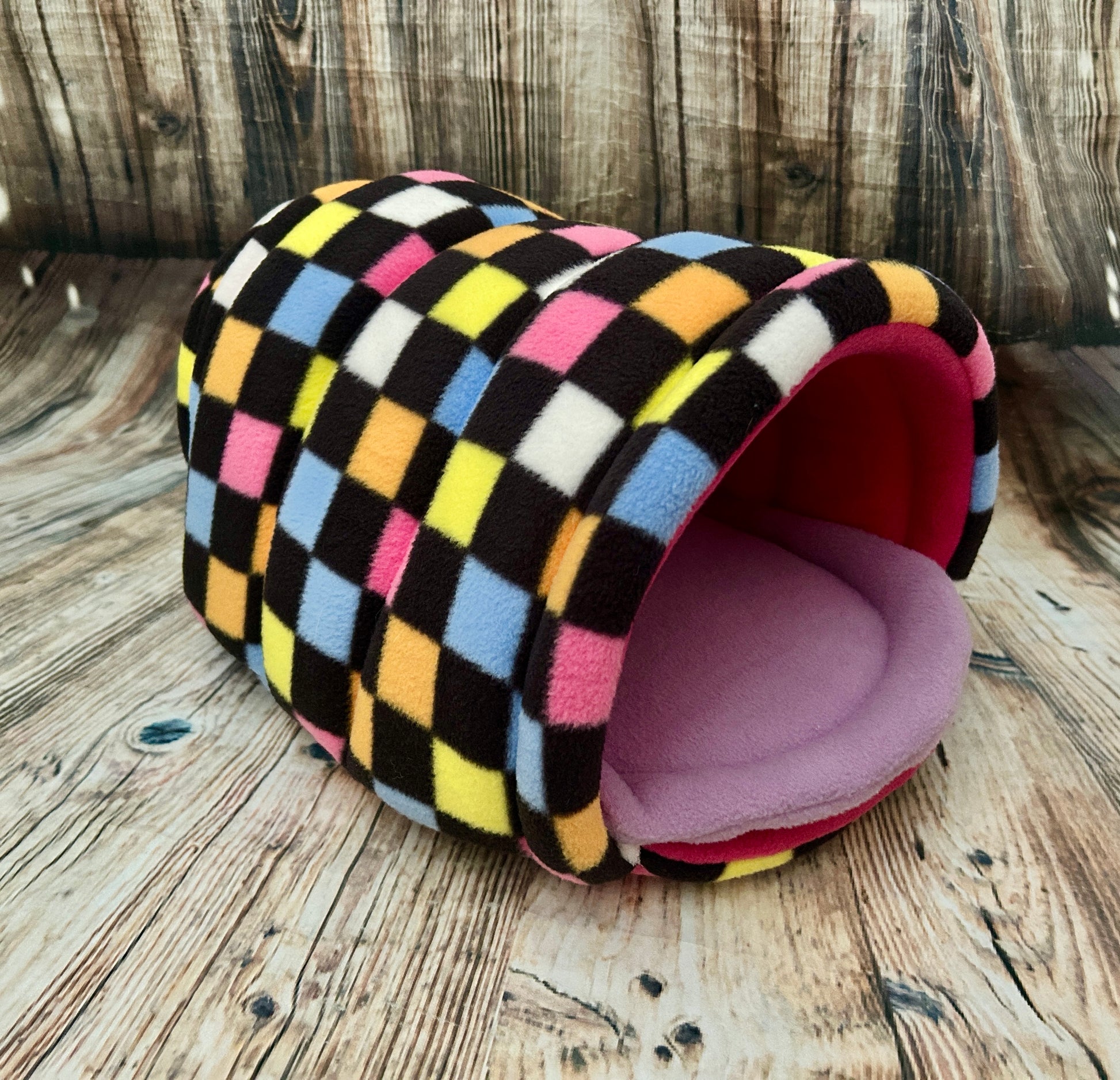 Liquorice Fleece Piggie Den / Cerise + Pad - Pampered Piggies Boutique