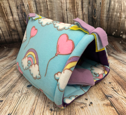 Magical Rainbows Fleece Guinea Pig Tent / Purple+ Pillow