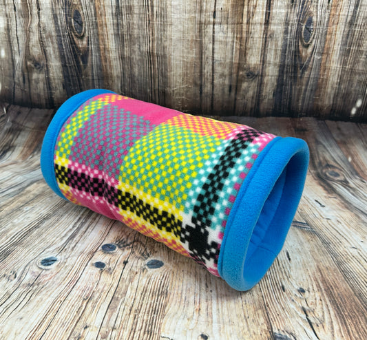 Multi Tartan Fleece Cosy Tunnel / Turquoise