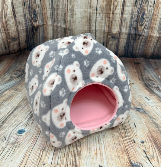 Grey Bears Fleece Piggie Pyramid / Baby Pink + Pad