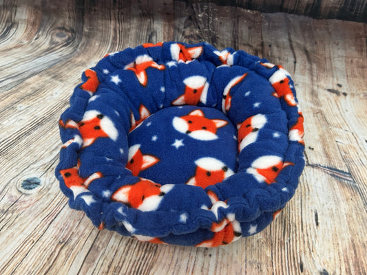 SALE Guinea Pig Donut Bed “Navy Foxes” Nest Bed