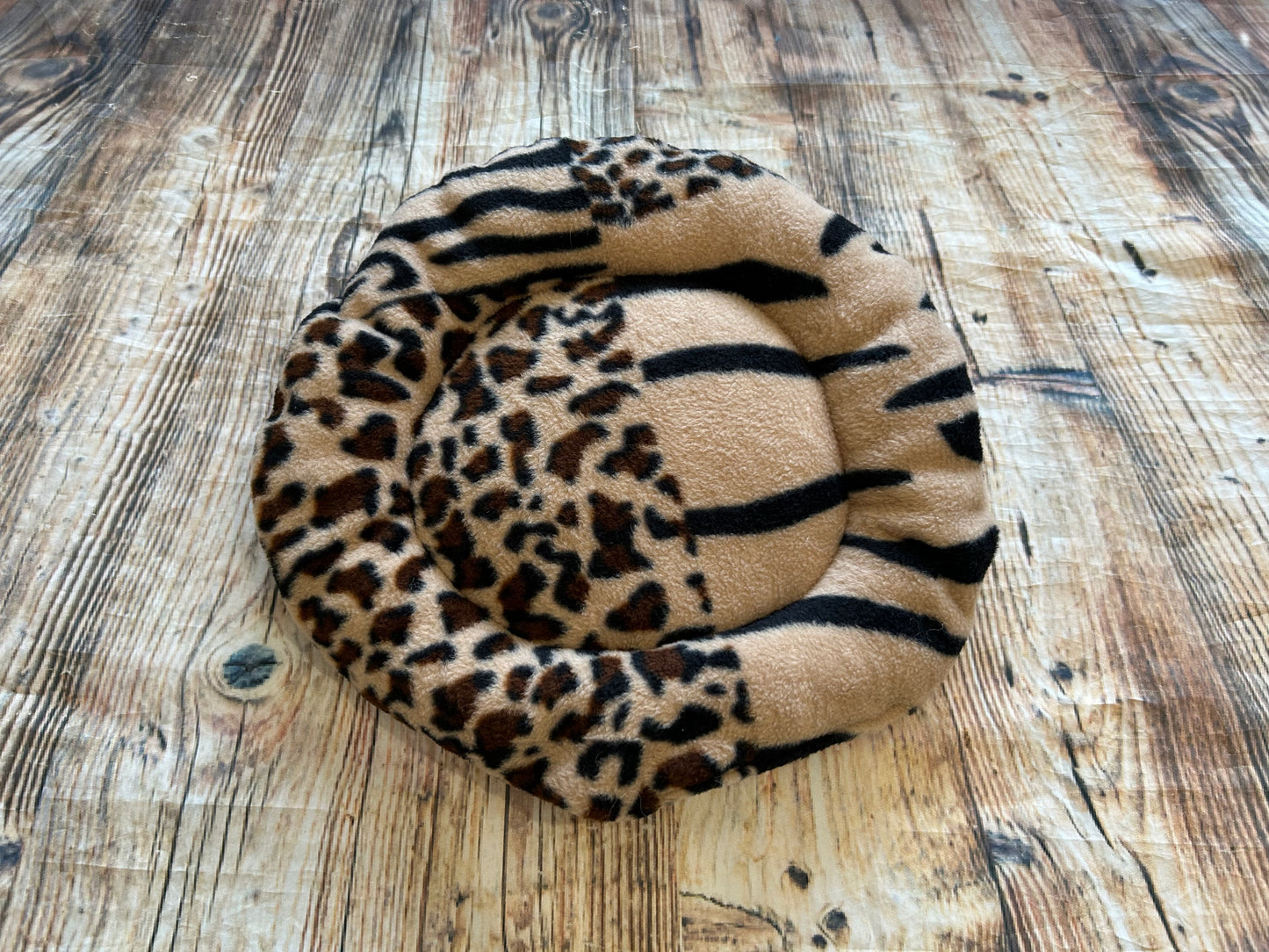 Animal Print Round Soft Fleece Cushion Bed