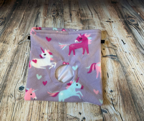 Lilac Unicorns Fleece Hay Bag With Clips