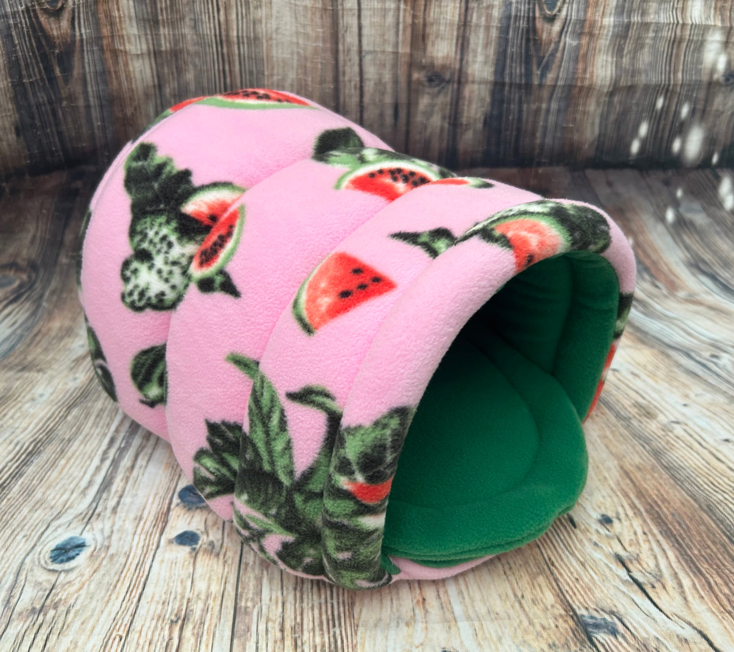 Watermelon Fleece Piggie Den / Emerald + Pad