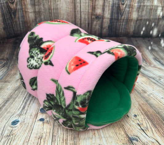 Watermelon Fleece Piggie Den / Emerald + Pad