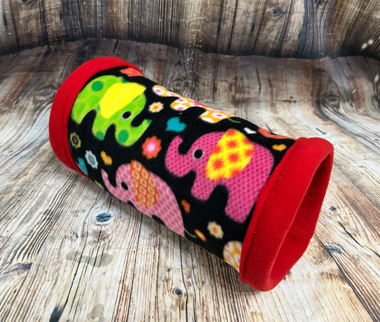 Bright Elephants Fleece Cosy Tunnel / Red - Pampered Piggies Boutique