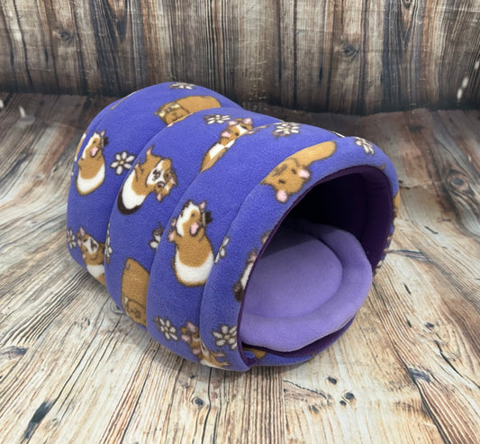 Guinea Pig Fleece Piggie Den / Purple + Pad