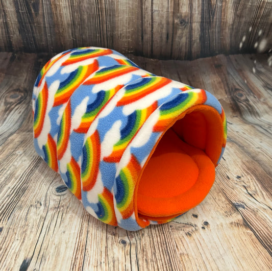 Bright Rainbows Fleece Piggie Den / Orange + Pad